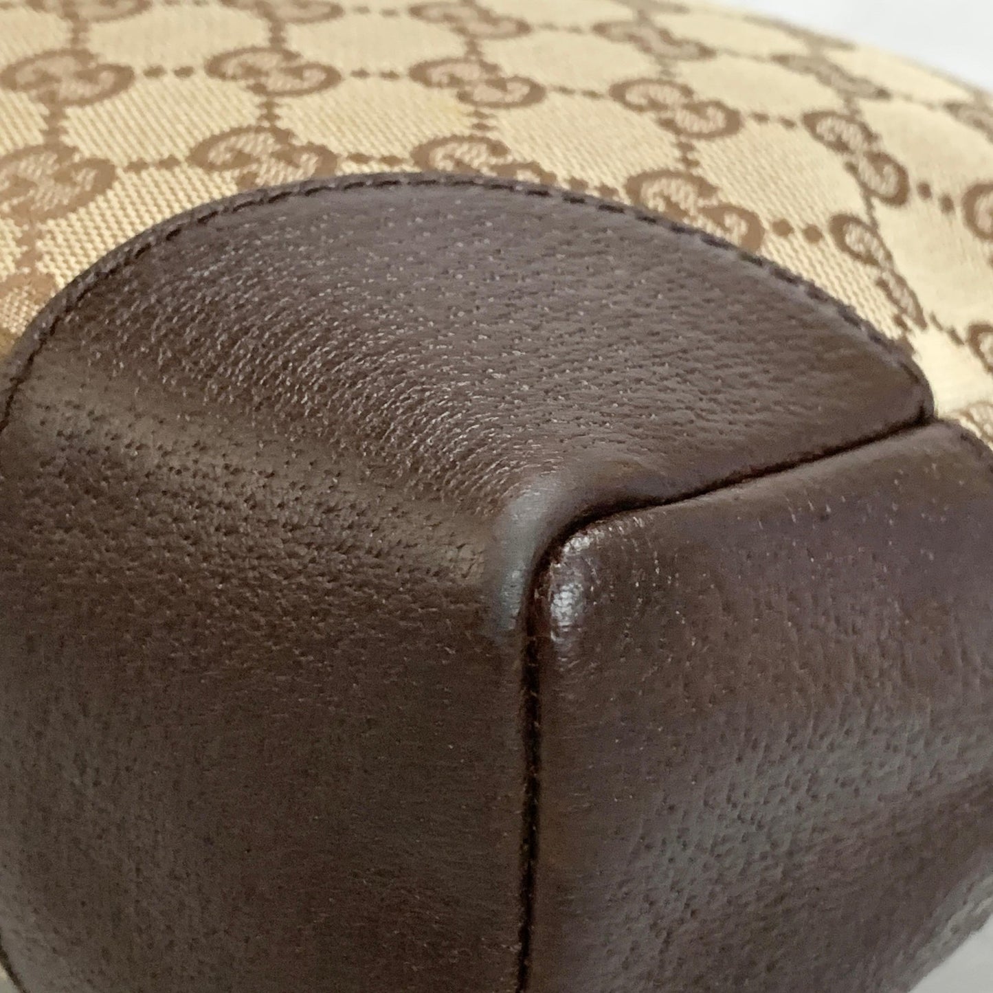 GUCCI Bag GG Canvas Shoulder Purse Canvas Leather Brown Silver Used Authentic