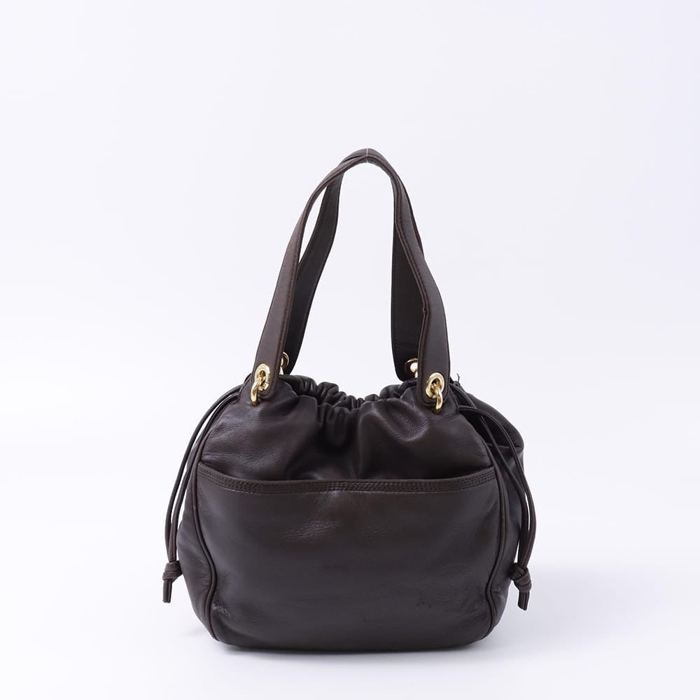 LOEWE Hand Bag Tote Purse Anagram Leather Brown Authentic