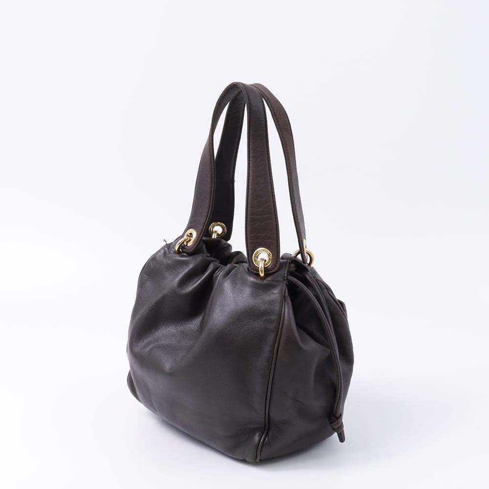 LOEWE Hand Bag Tote Purse Anagram Leather Brown Authentic