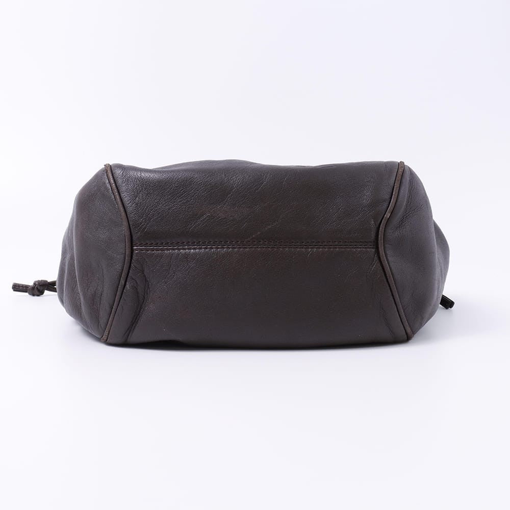 LOEWE Hand Bag Tote Purse Anagram Leather Brown Authentic