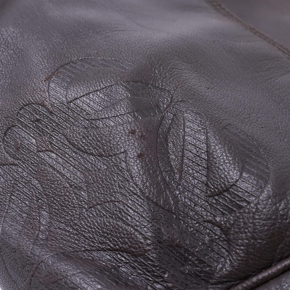 LOEWE Hand Bag Tote Purse Anagram Leather Brown Authentic