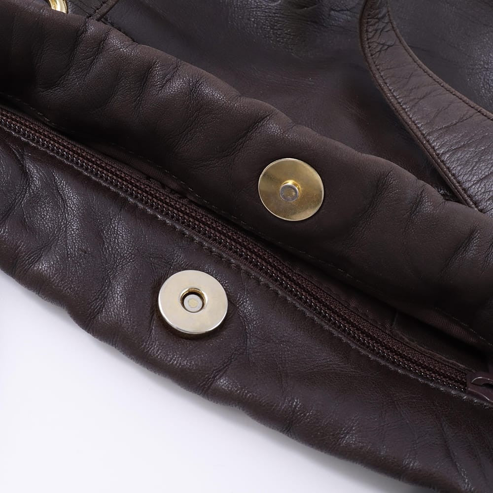 LOEWE Hand Bag Tote Purse Anagram Leather Brown Authentic