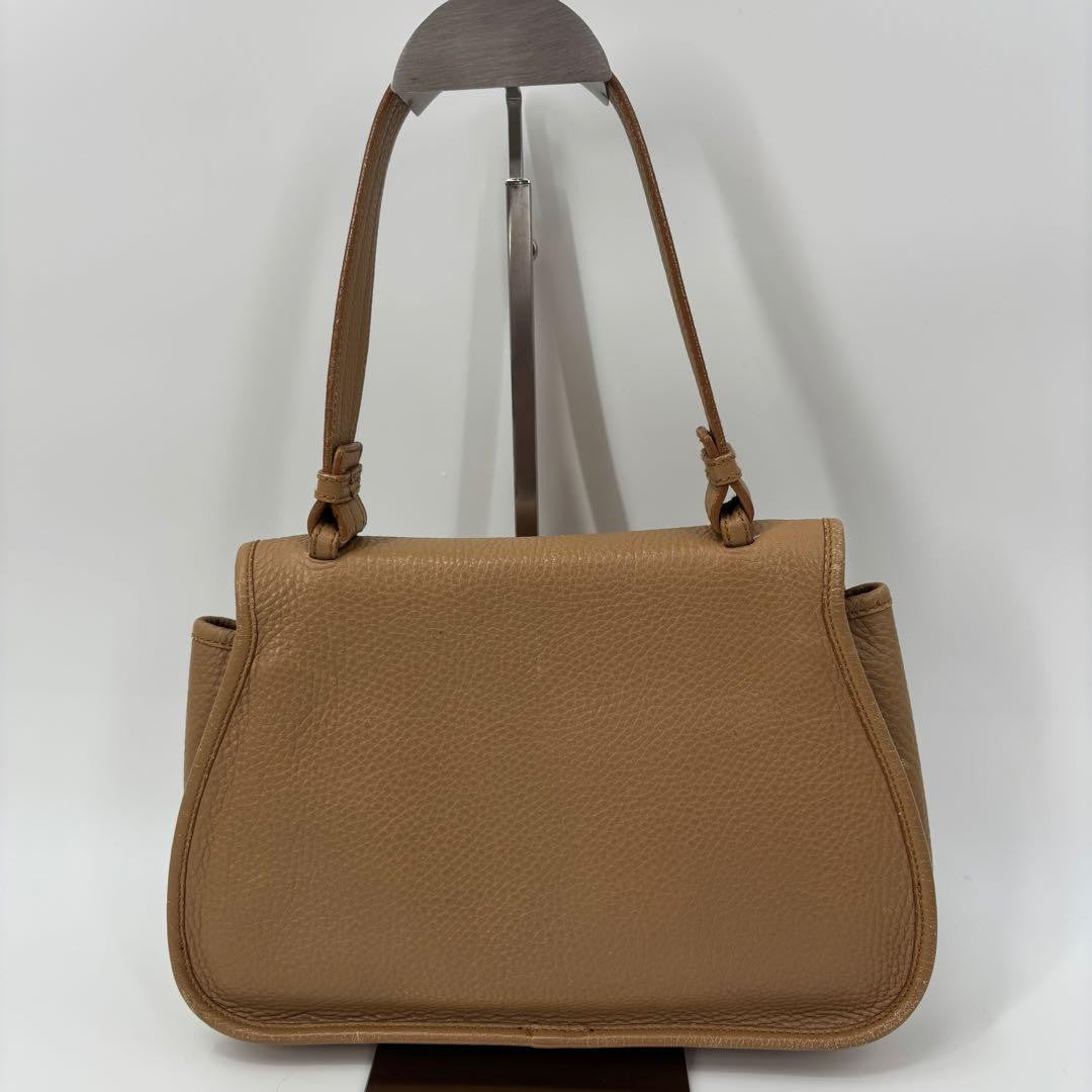 Salvatore Ferragamo Shoulder Bag Purse Gancini Leather Brown Beige Authentic
