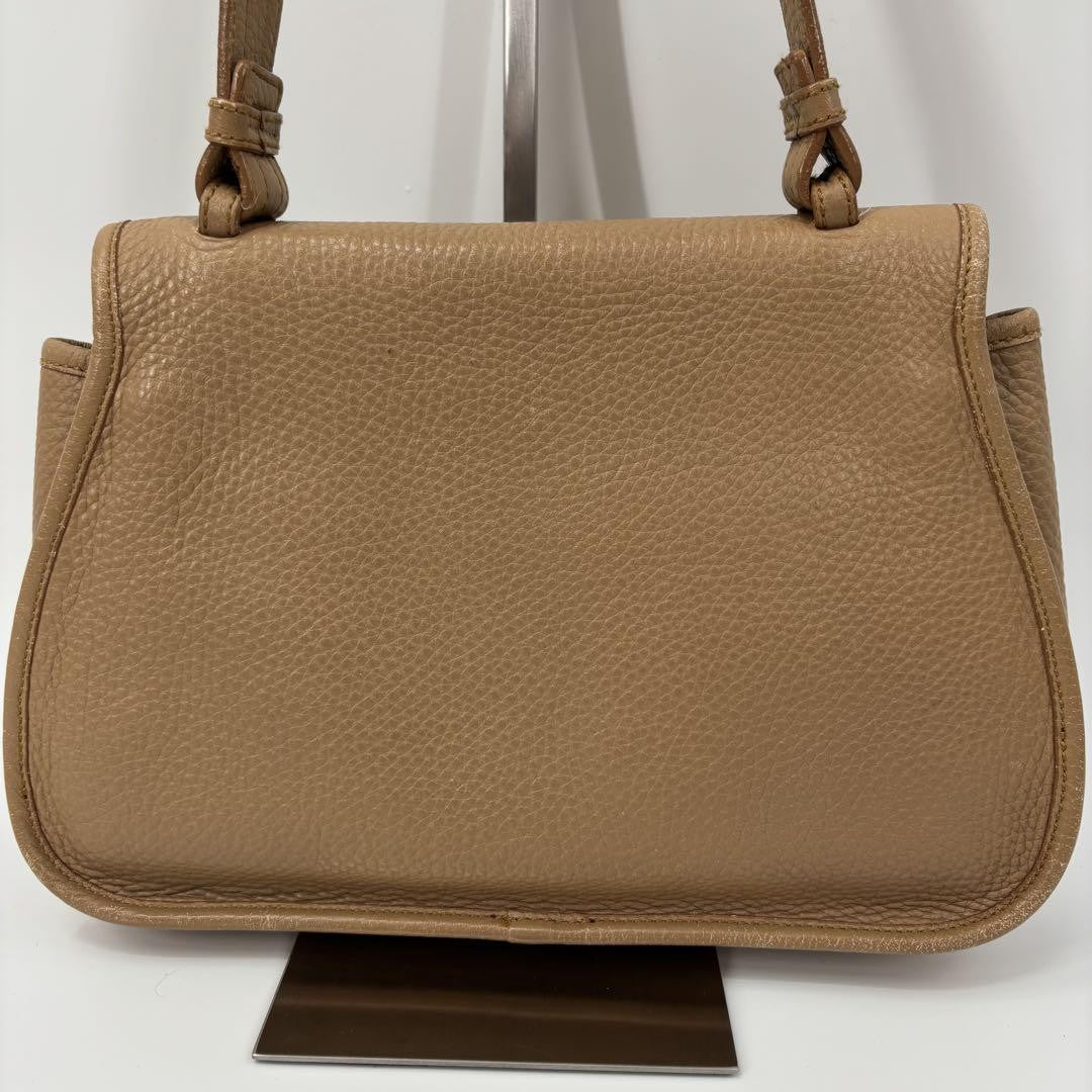Salvatore Ferragamo Shoulder Bag Purse Gancini Leather Brown Beige Authentic