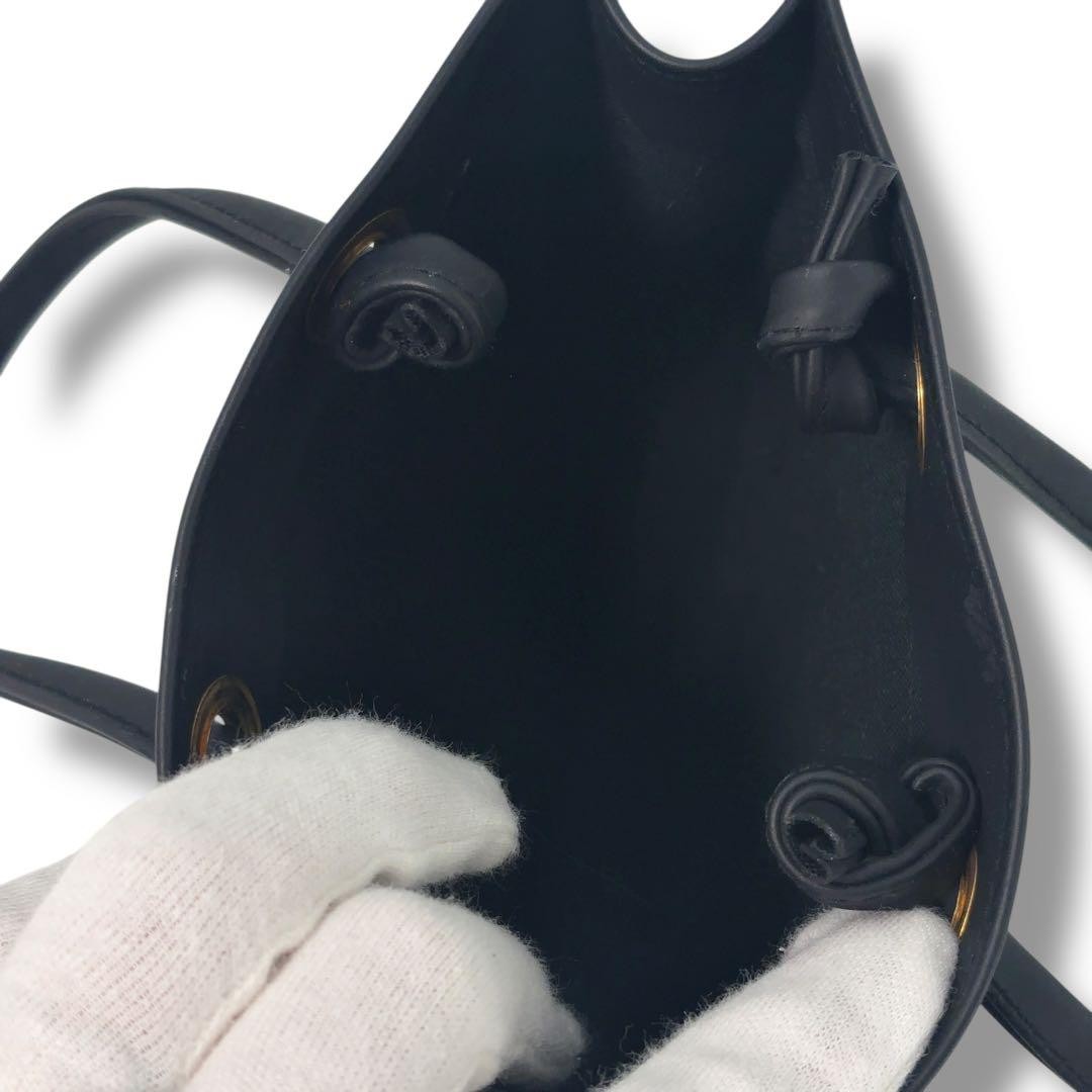 FENDI Hand Bag Tote Purse FF Leather Black Authentic