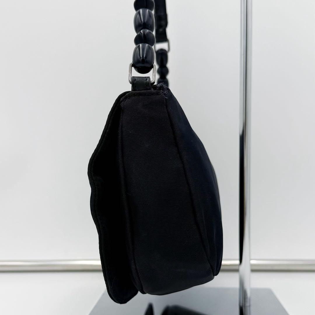 Christian Dior Shoulder Bag Purse Maris Nylon Leather Black Authentic