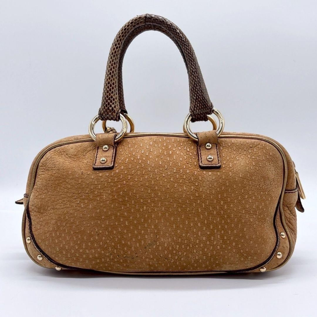 Dolce & Gabbana Boston Bag Hand Bag Tote Purse Leopard Leather Brown Authentic