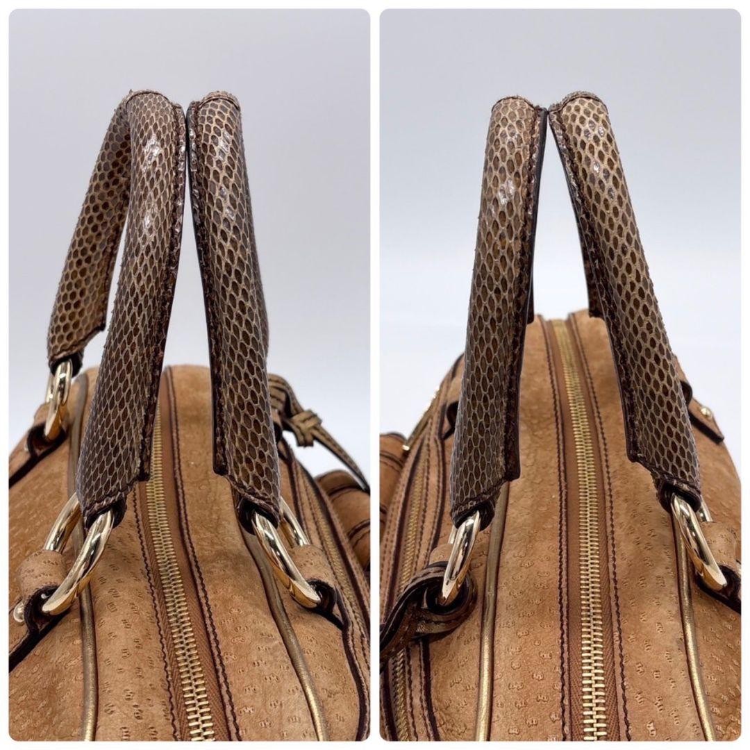 Dolce & Gabbana Boston Bag Hand Bag Tote Purse Leopard Leather Brown Authentic