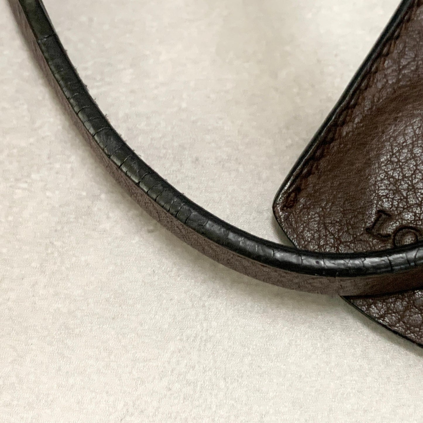 LOEWE Bag Logo Heritage Hand Tote Purse Leather Brown Gold Used Authentic