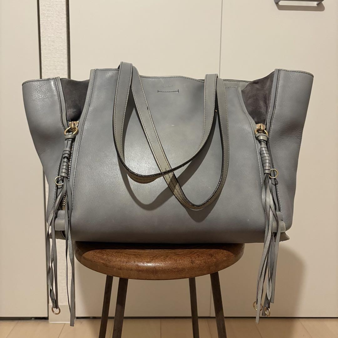 Chloe Hand Bag Tote Purse Leather Blue Authentic