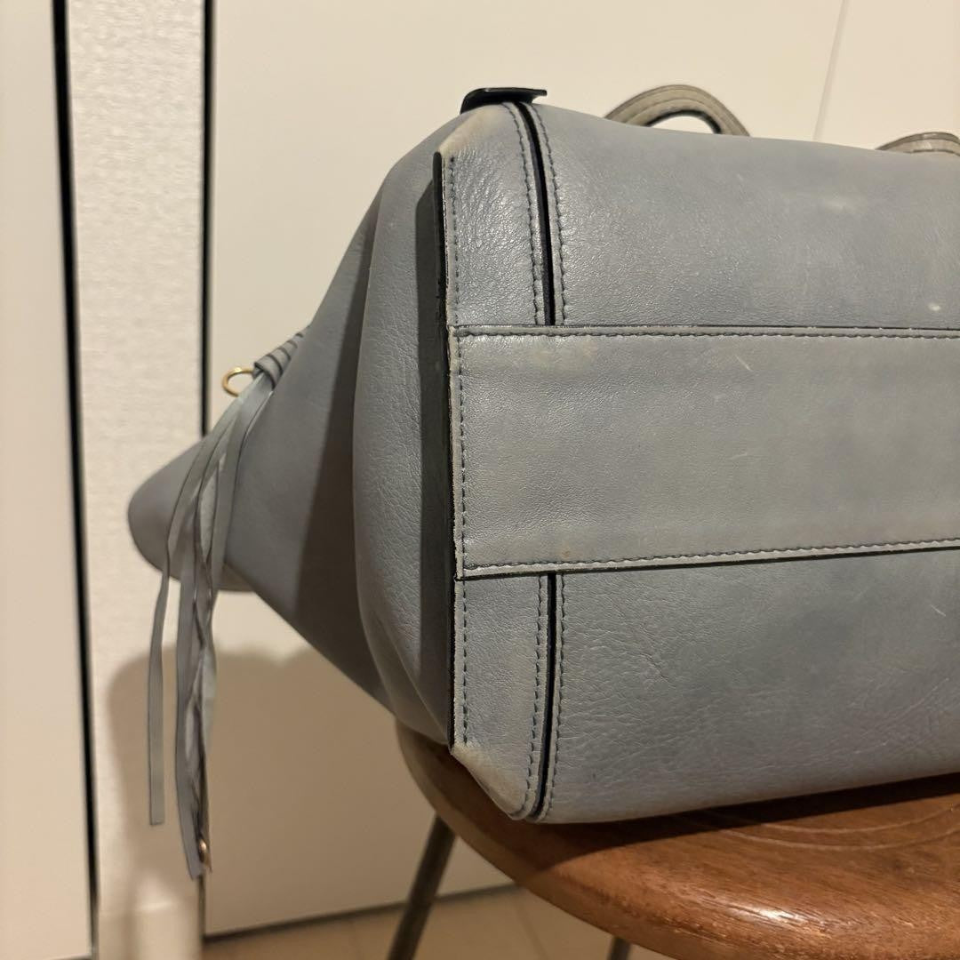 Chloe Hand Bag Tote Purse Leather Blue Authentic