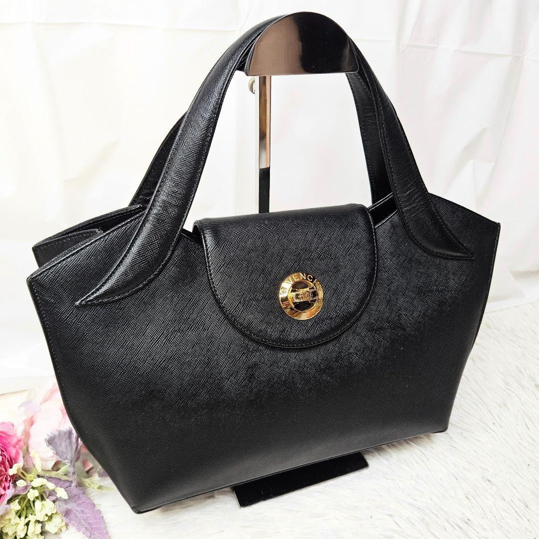 GIVENCHY Hand Bag Tote Purse Leather Black Authentic