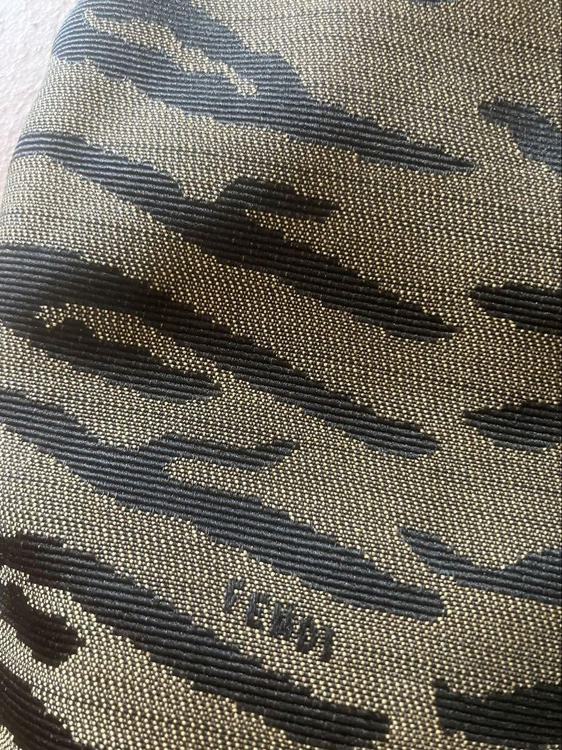 FENDI Shoulder Bag Purse Zebra Canvas Leather Brown Authentic