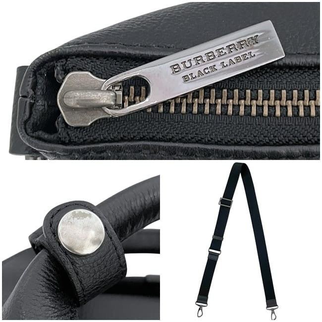 BURBERRY BLACK LABEL Business Bag Briefcase Leather Black Authentic