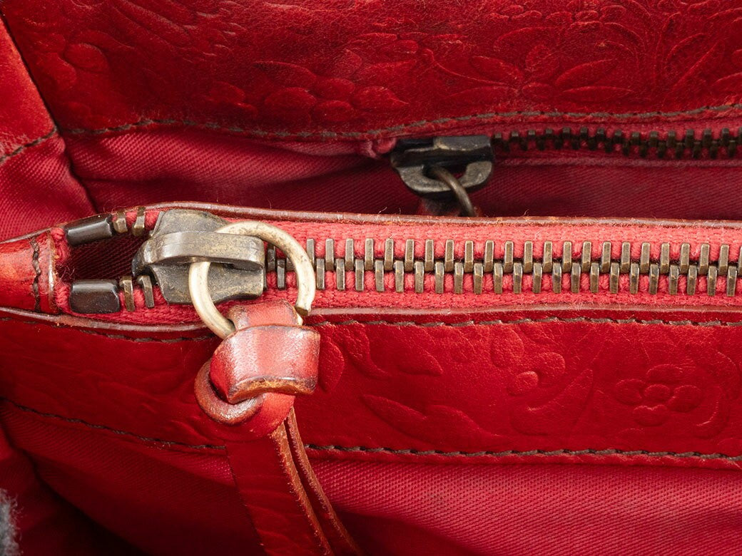 MIU MIU Hand Bag Tote Purse Leather Red Authentic