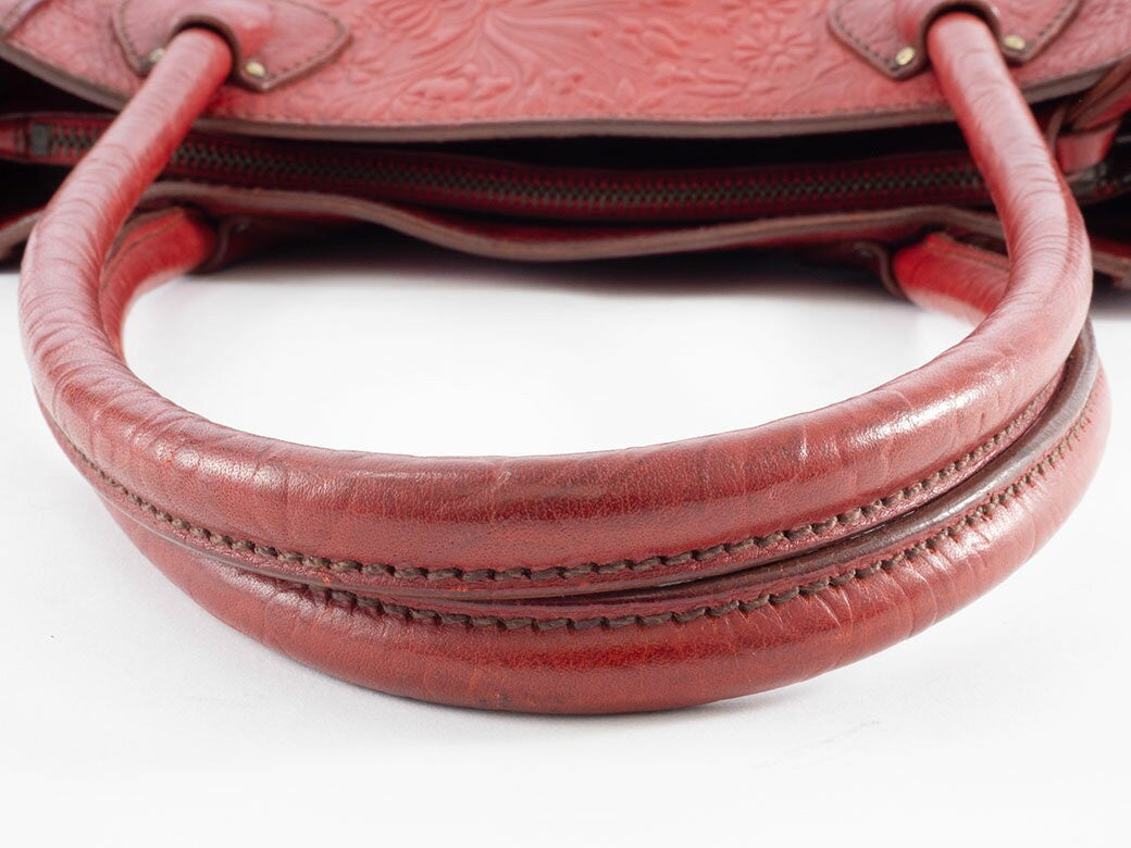 MIU MIU Hand Bag Tote Purse Leather Red Authentic