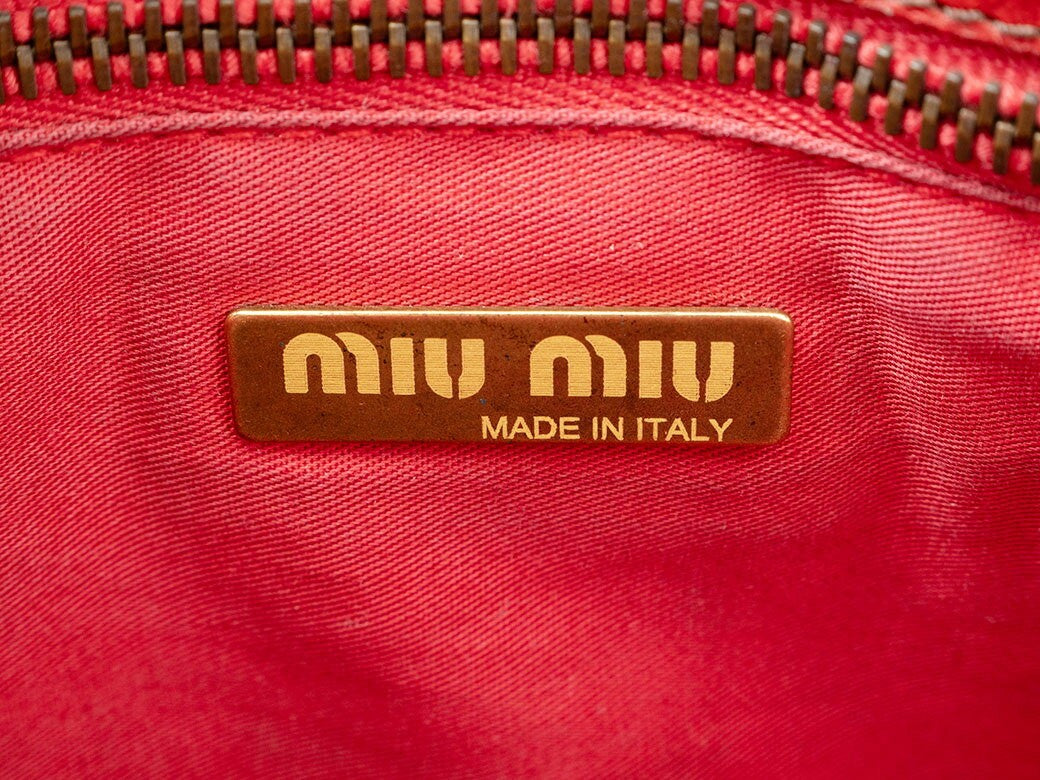 MIU MIU Hand Bag Tote Purse Leather Red Authentic