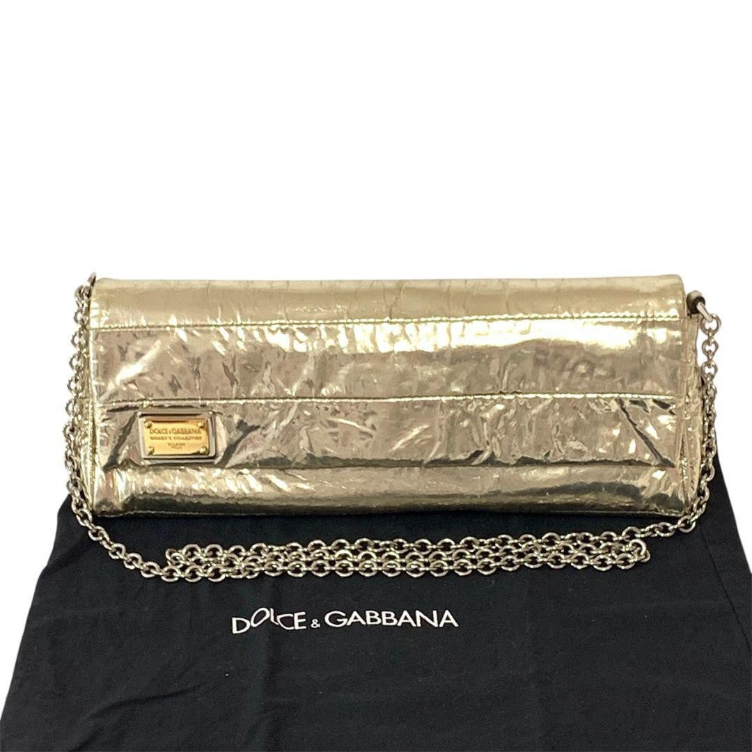 Dolce & Gabbana Shoulder Bag Purse Chain Leopard Gold Authentic