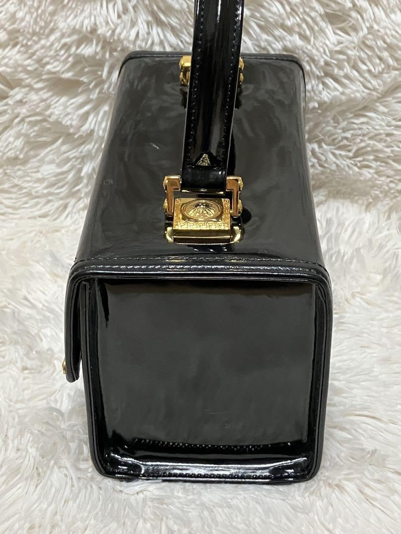 VERSACE Vanity Hand Bag Tote Purse Sunburst Black Authentic