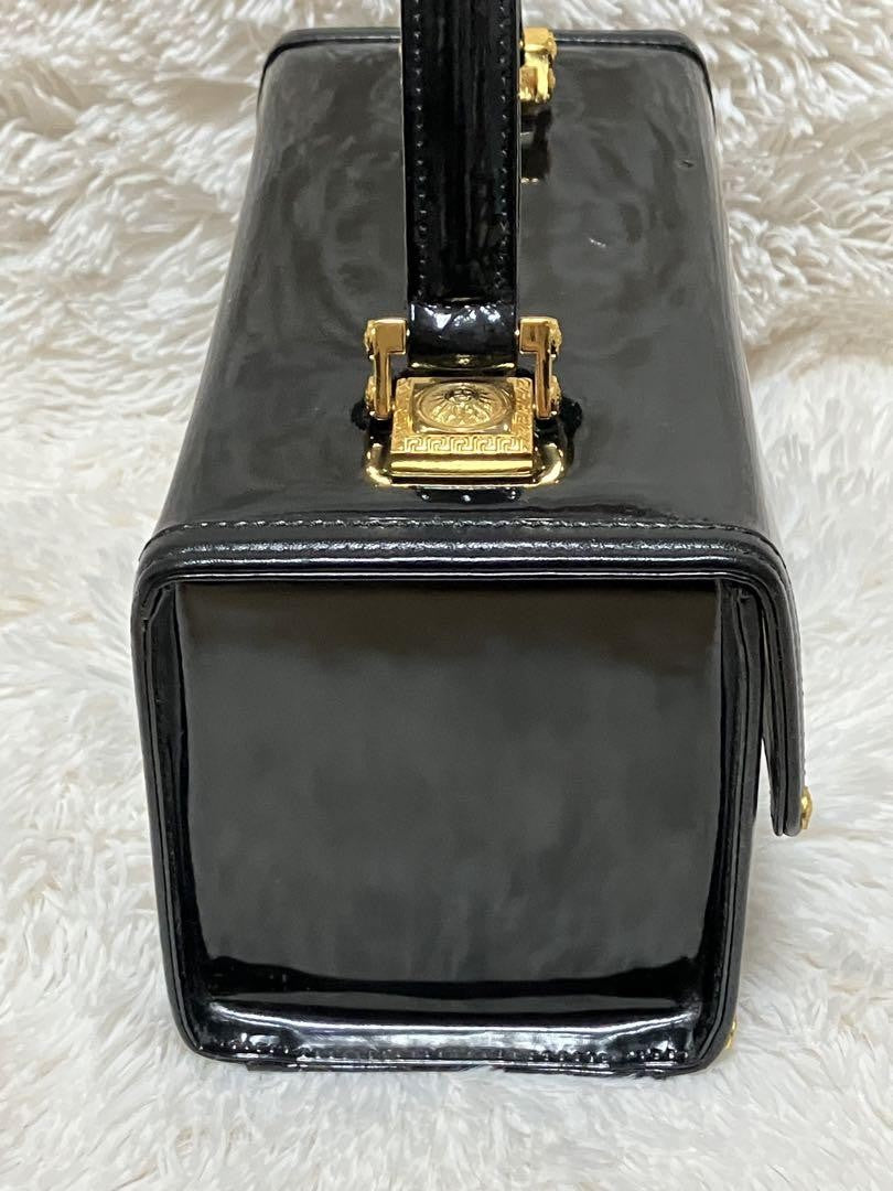 VERSACE Vanity Hand Bag Tote Purse Sunburst Black Authentic