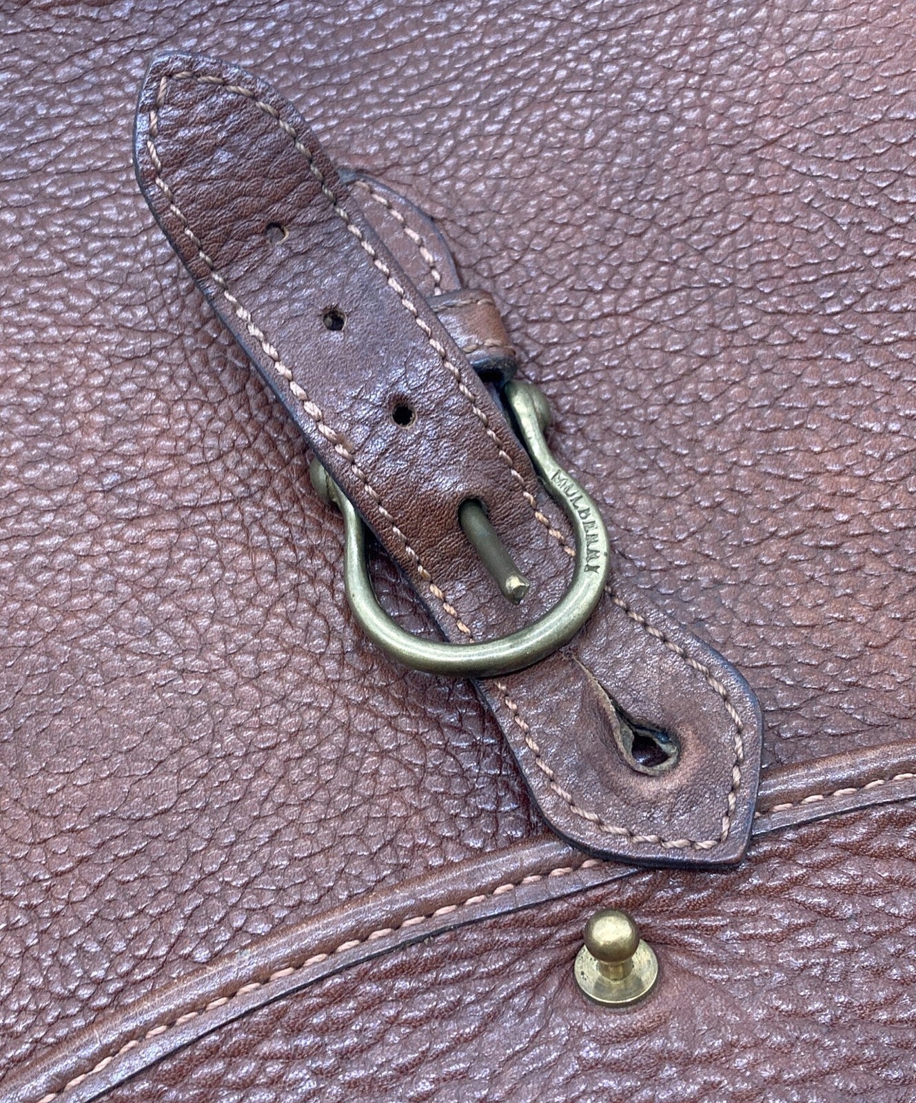 MULBERRY Business Bag Briefcase Old Leather Brown Authentic