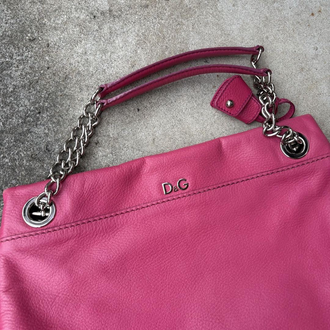Dolce & Gabbana Hand Bag Tote Purse Leather Pink Authentic