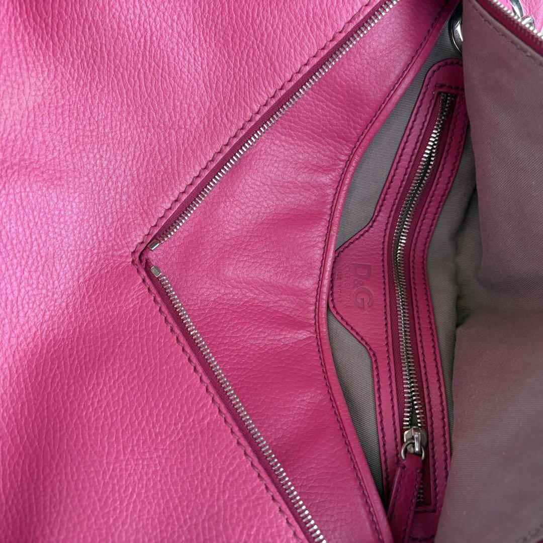 Dolce & Gabbana Hand Bag Tote Purse Leather Pink Authentic