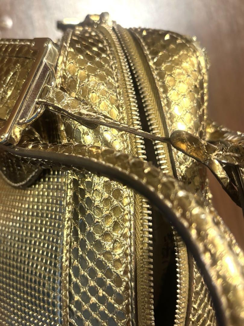 TOD'S Handbag Purse Gold Leather Charm Mini Boston Authentic Used Unisex