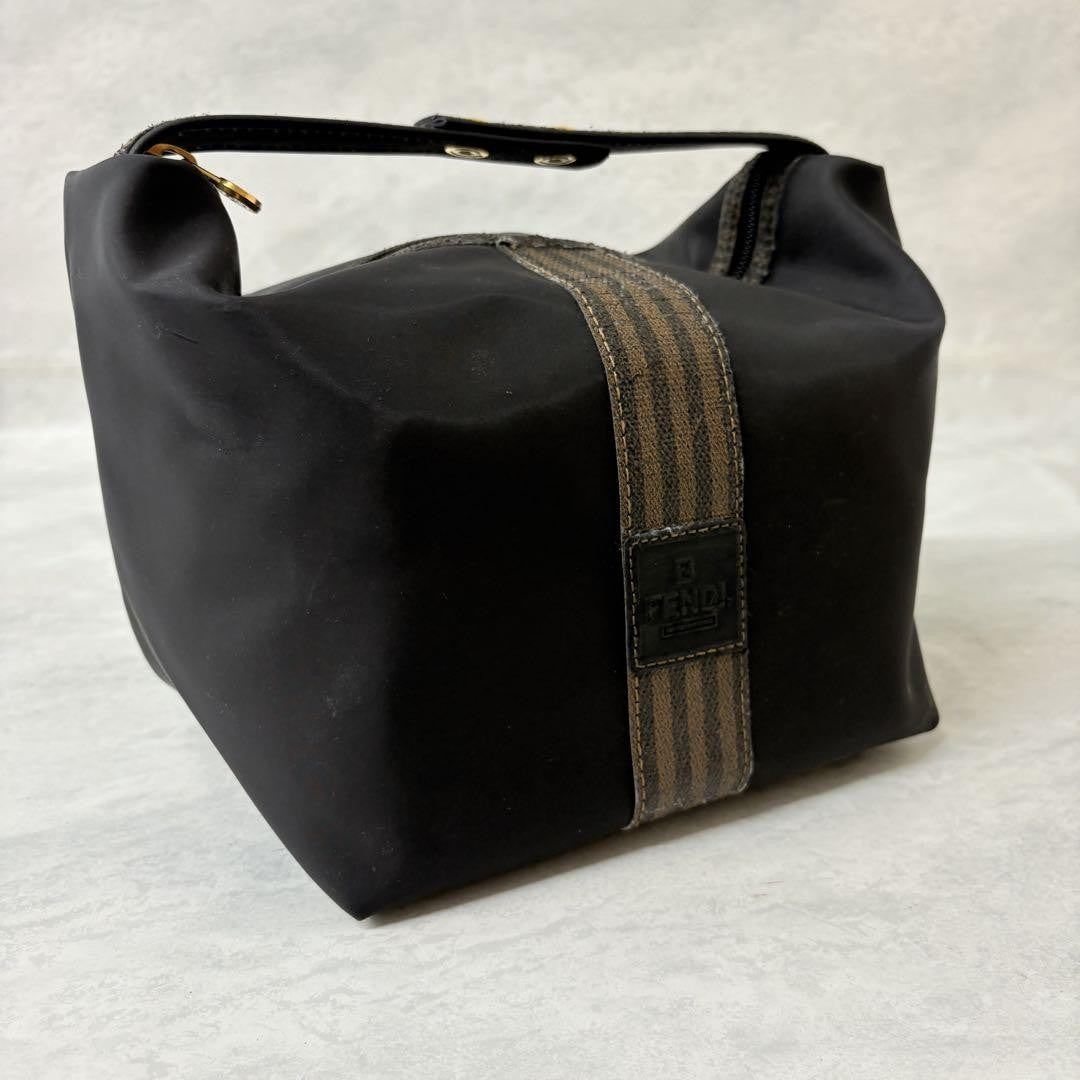 FENDI Vanity Bag Accessory Pouch Hand Pouch FF Pecan Black Authentic