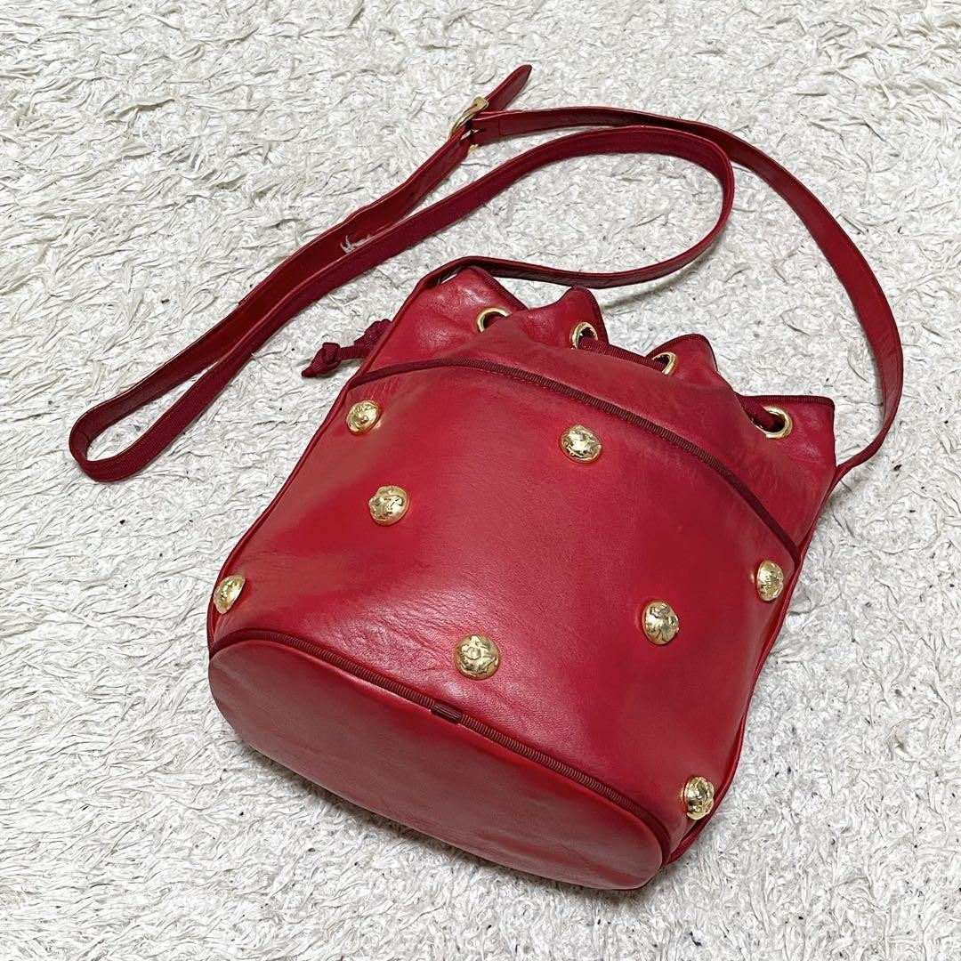 Salvatore Ferragamo Shoulder Bag Purse Leather Red Authentic