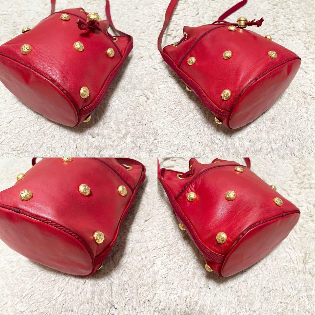 Salvatore Ferragamo Shoulder Bag Purse Leather Red Authentic