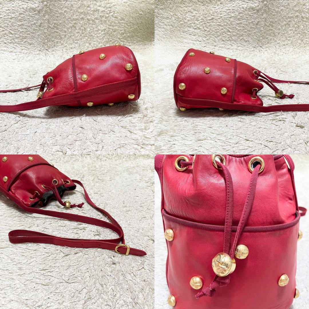 Salvatore Ferragamo Shoulder Bag Purse Leather Red Authentic