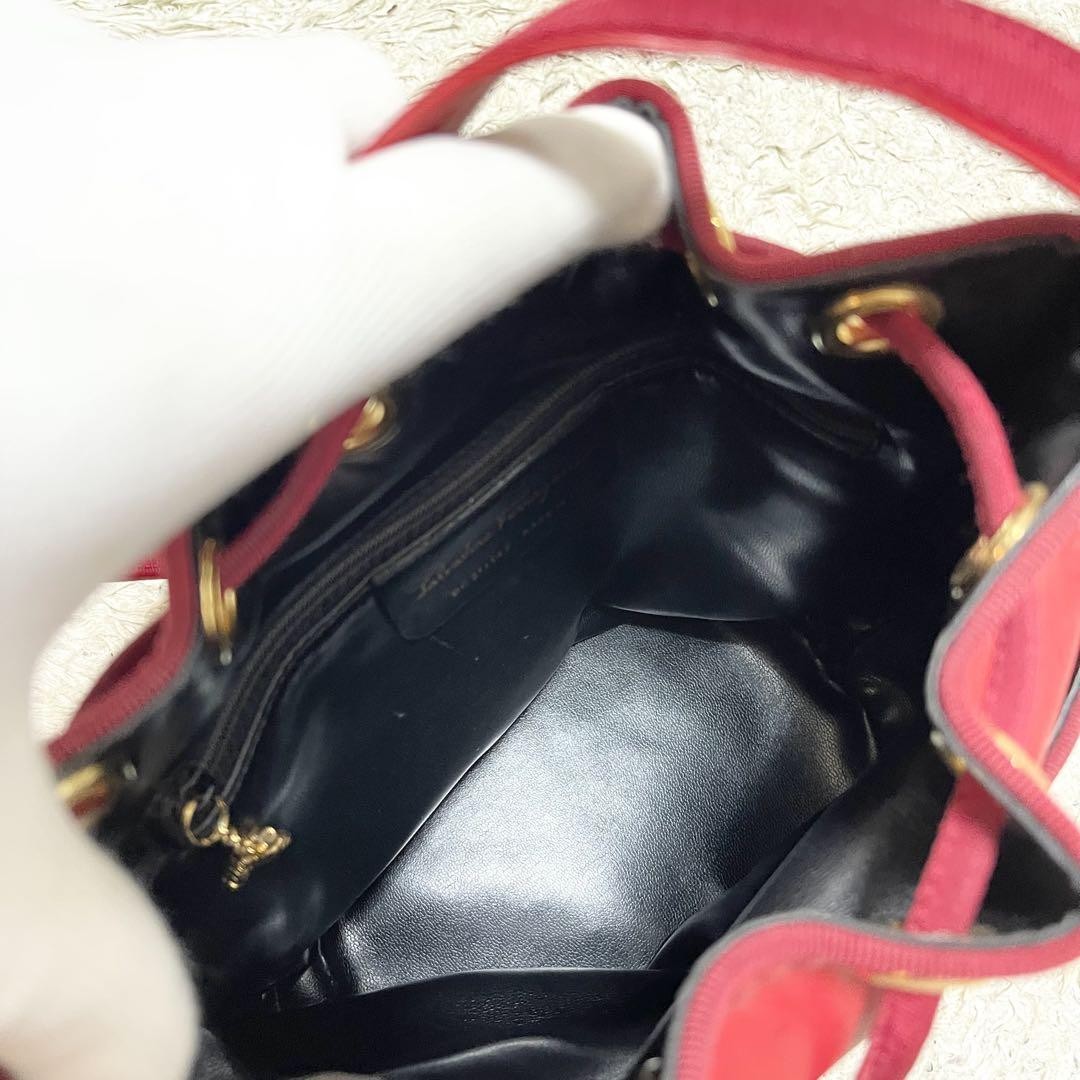 Salvatore Ferragamo Shoulder Bag Purse Leather Red Authentic