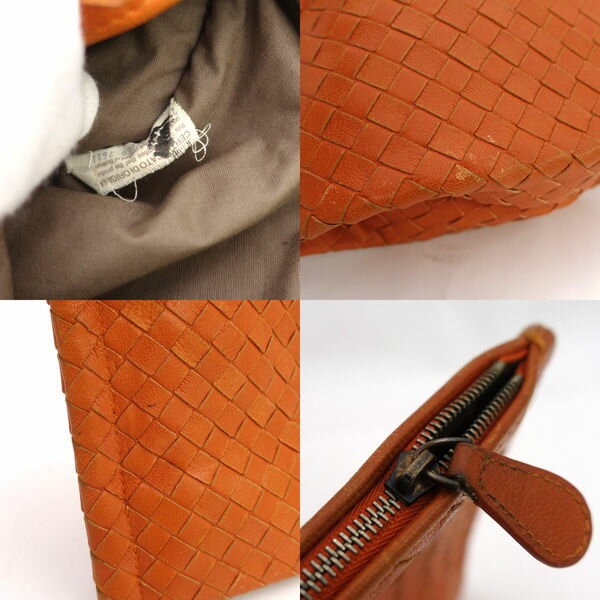 BOTTEGA VENETA Accessory Pouch Hand Pouch Intrecciato Orange Authentic