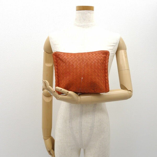 BOTTEGA VENETA Accessory Pouch Hand Pouch Intrecciato Orange Authentic