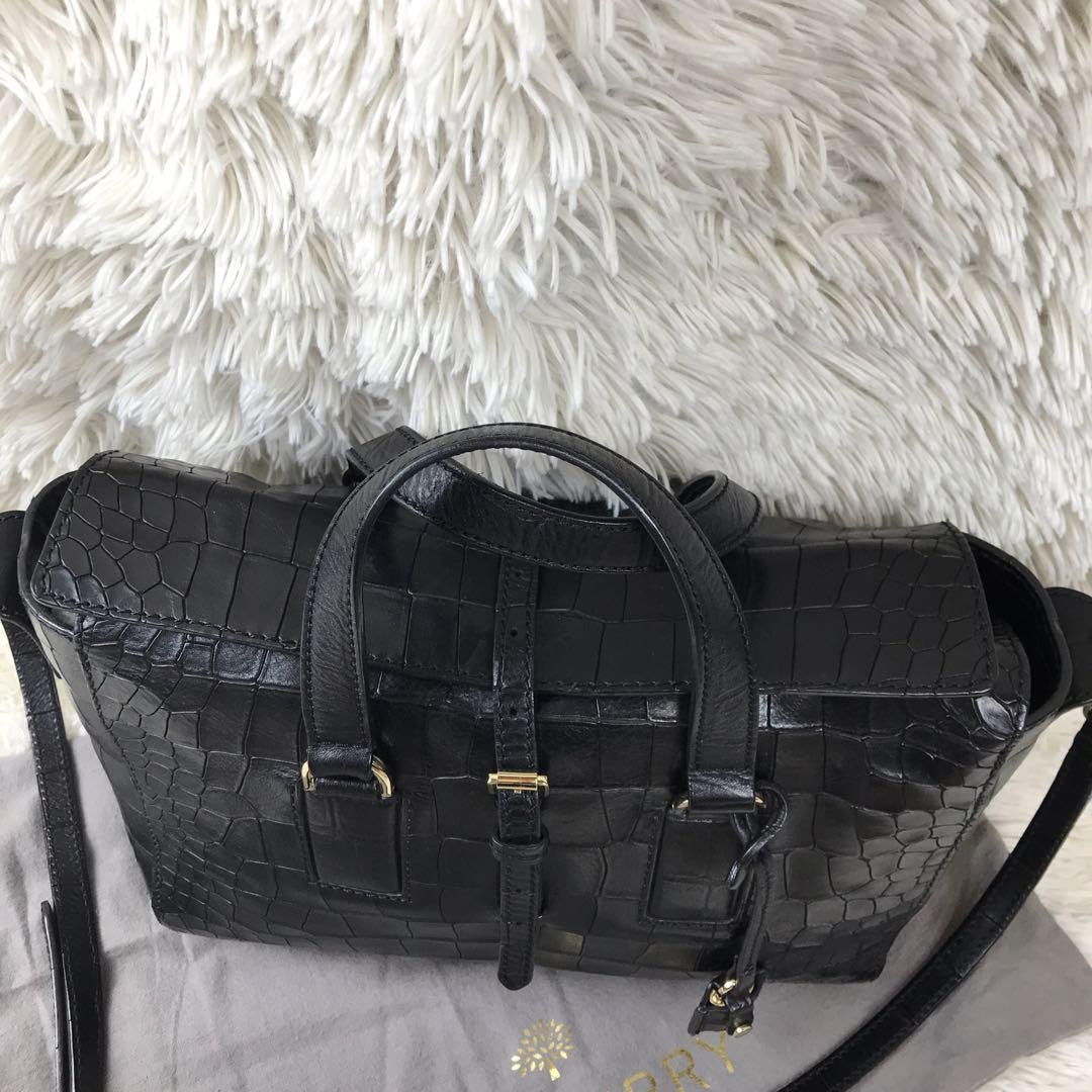 MULBERRY Hand Shoulder Bag Tote Purse 2way Leather Black Authentic