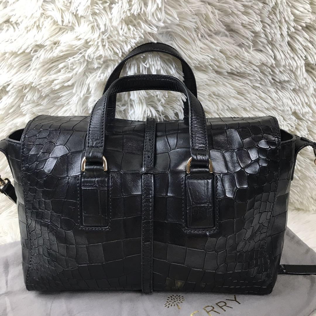 MULBERRY Hand Shoulder Bag Tote Purse 2way Leather Black Authentic