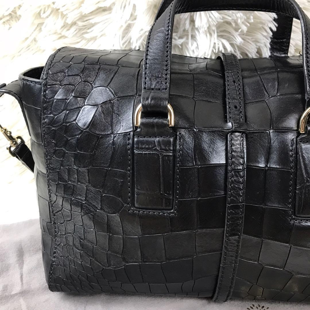 MULBERRY Hand Shoulder Bag Tote Purse 2way Leather Black Authentic