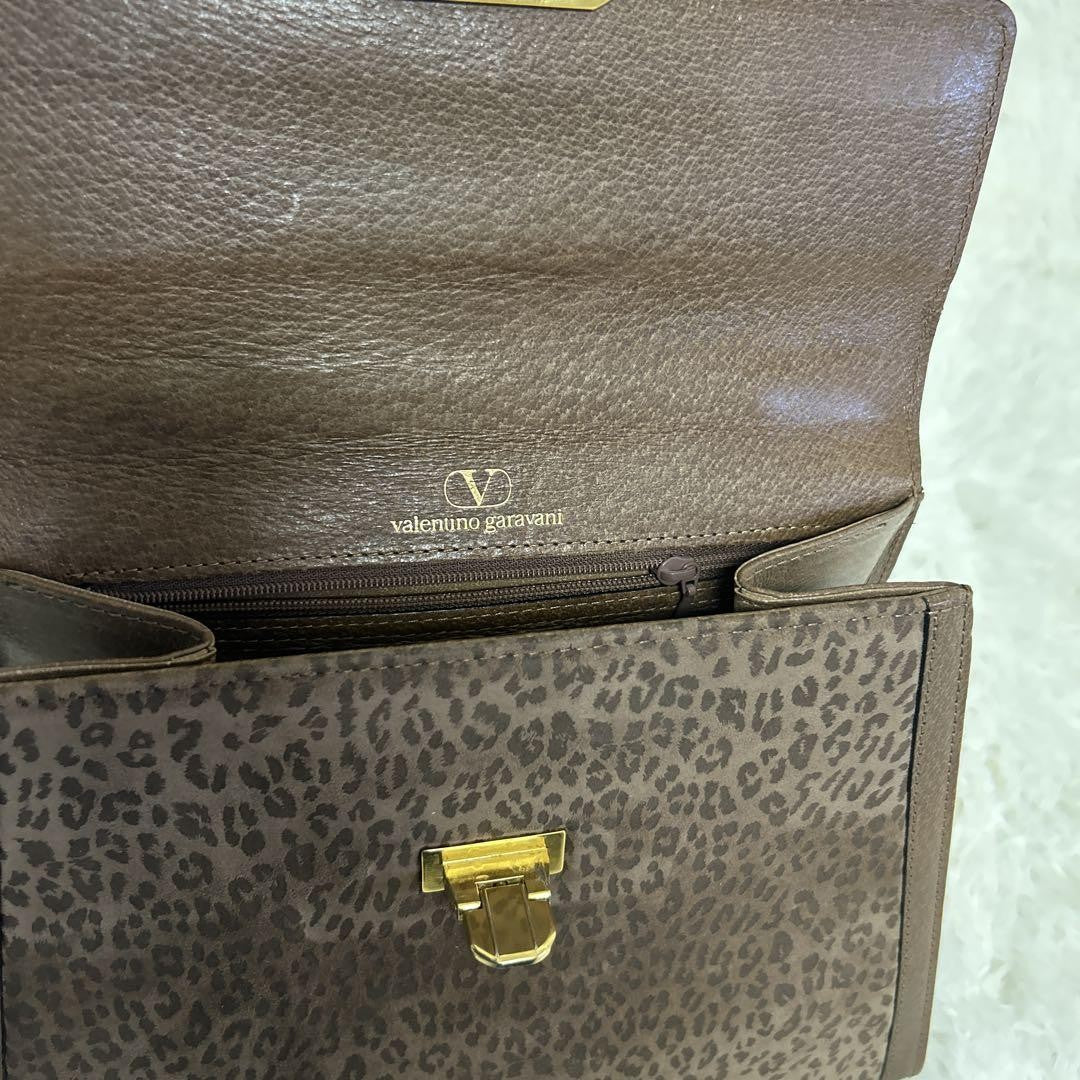 Valentino Garavani Hand Shoulder Bag Tote Purse 2way Leather Brown Authentic