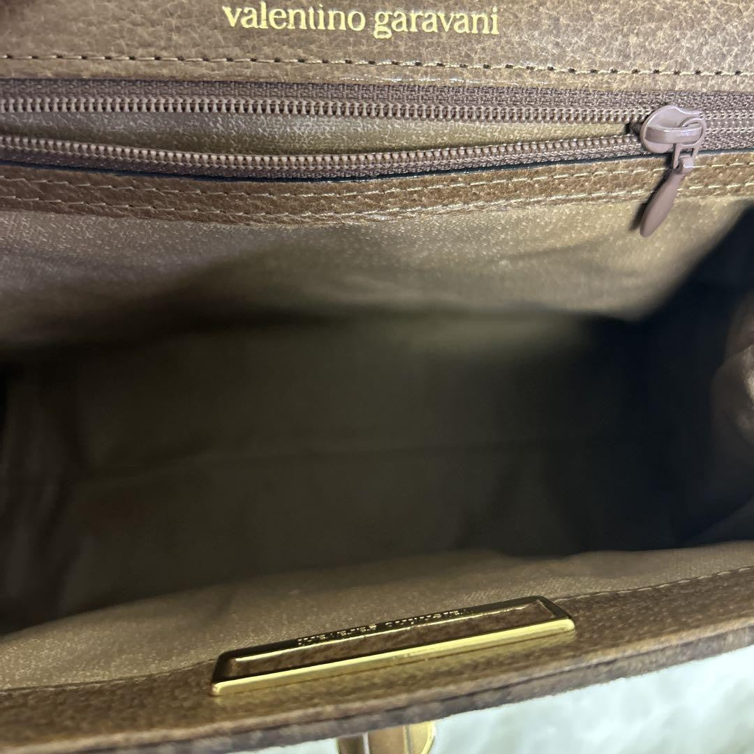 Valentino Garavani Hand Shoulder Bag Tote Purse 2way Leather Brown Authentic