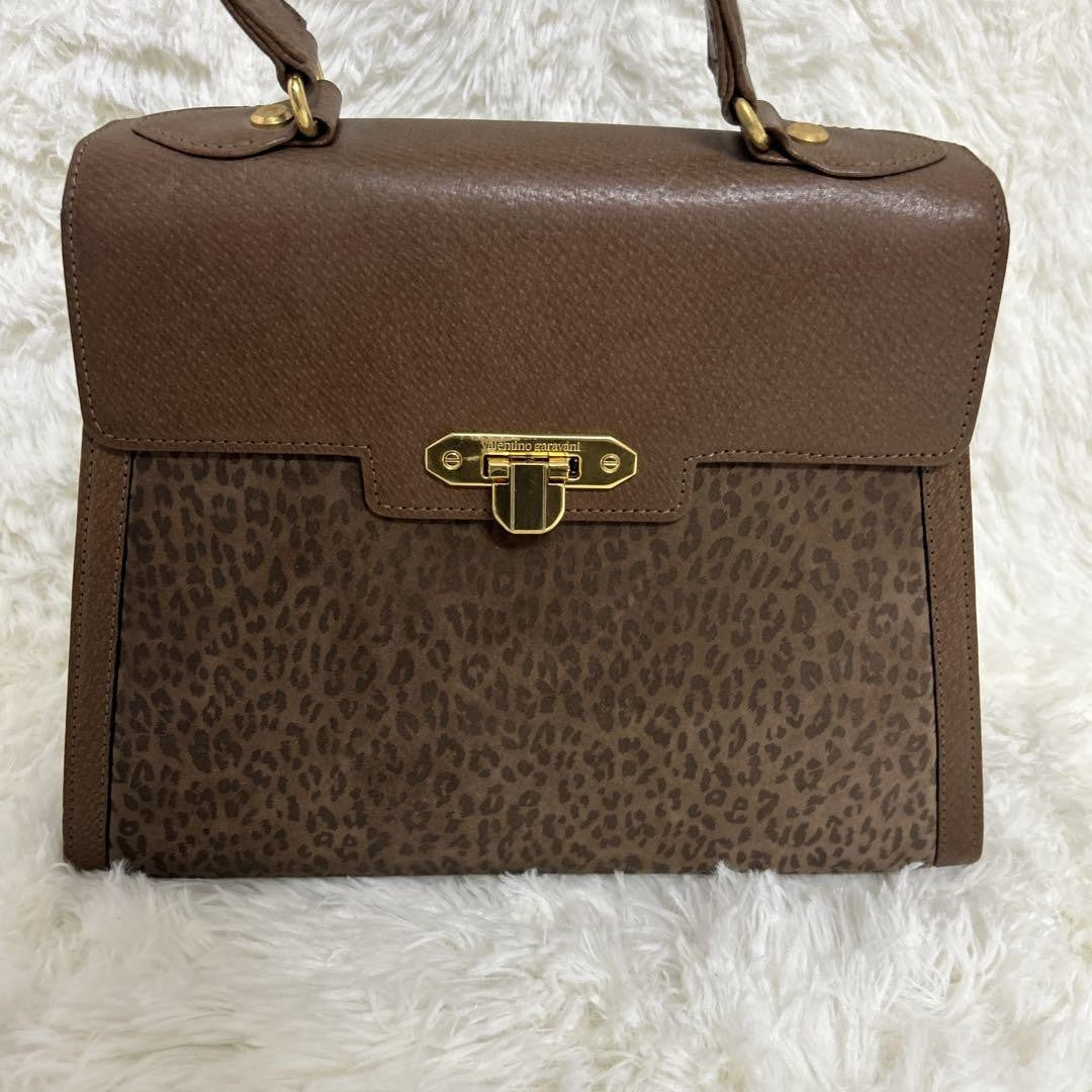 Valentino Garavani Hand Shoulder Bag Tote Purse 2way Leather Brown Authentic
