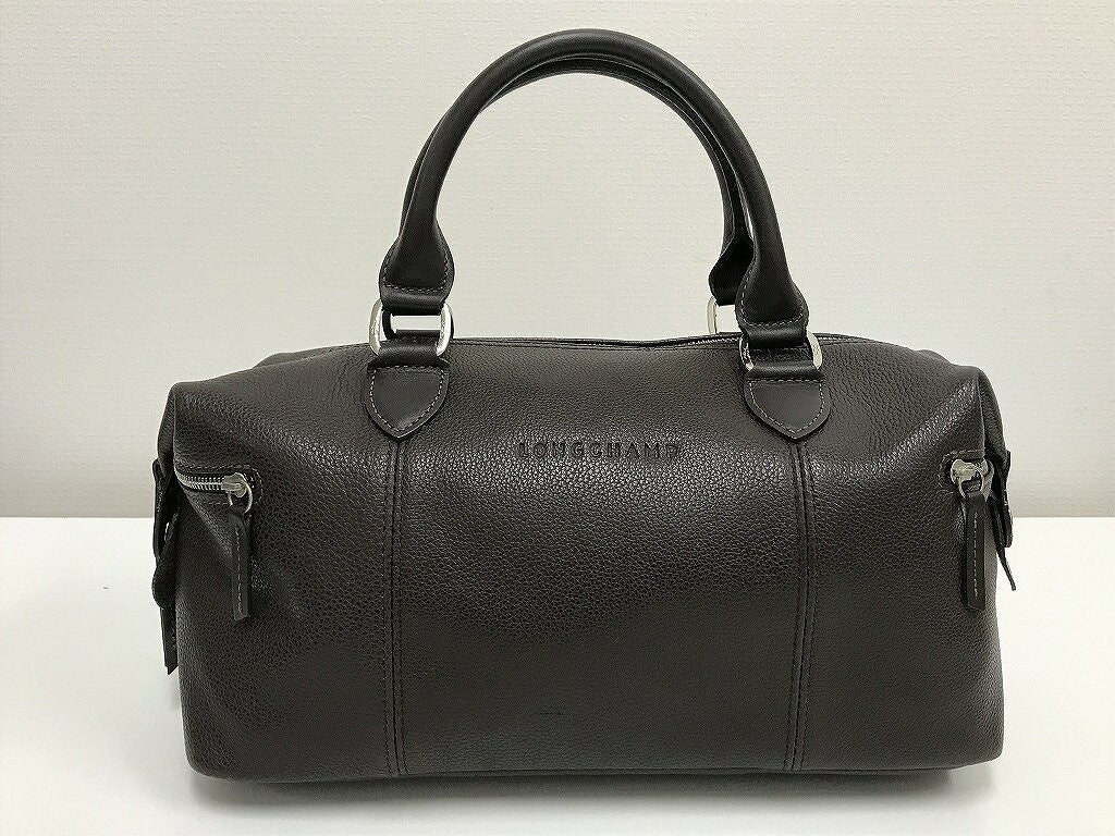 Longchamp Hand Bag Tote Purse Dark Brown Authentic