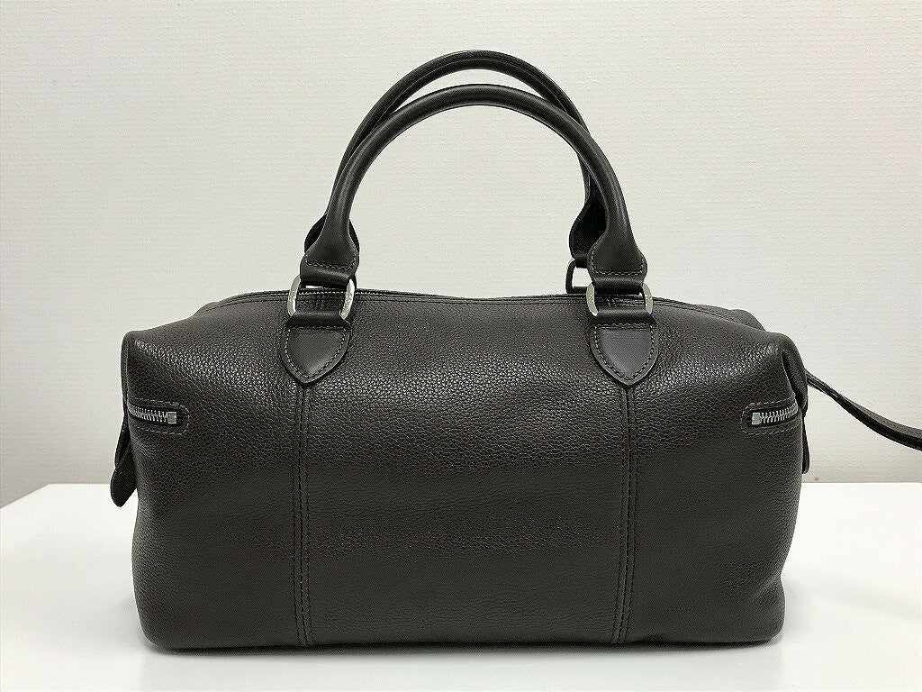 Longchamp Hand Bag Tote Purse Dark Brown Authentic