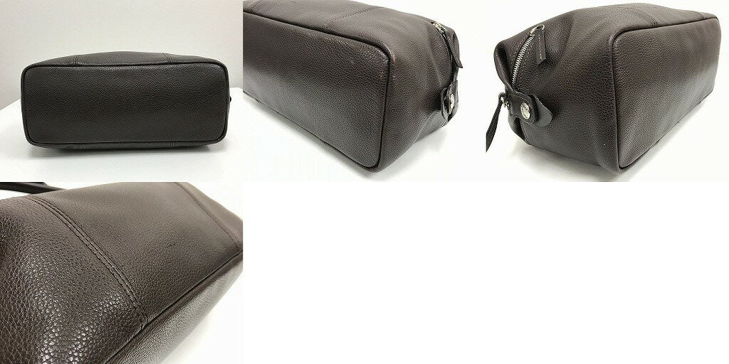 Longchamp Hand Bag Tote Purse Dark Brown Authentic