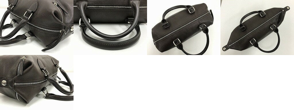 Longchamp Hand Bag Tote Purse Dark Brown Authentic