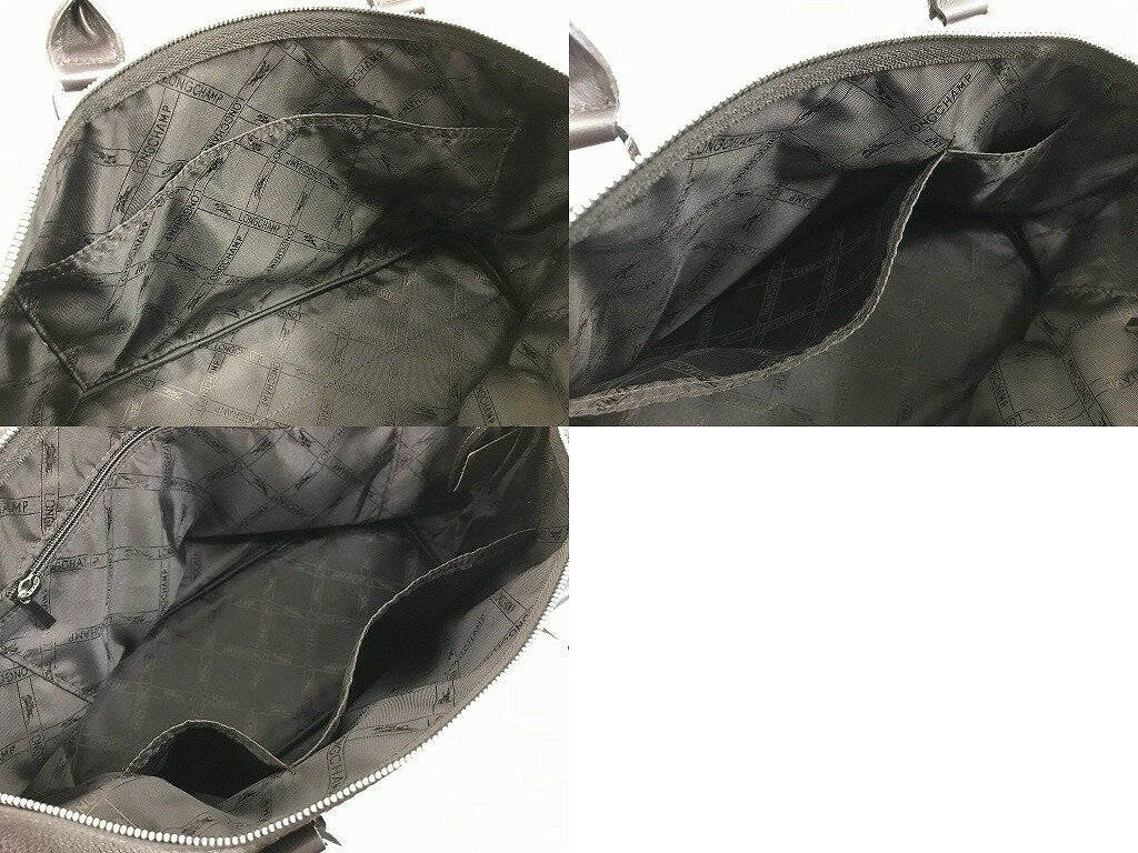 Longchamp Hand Bag Tote Purse Dark Brown Authentic