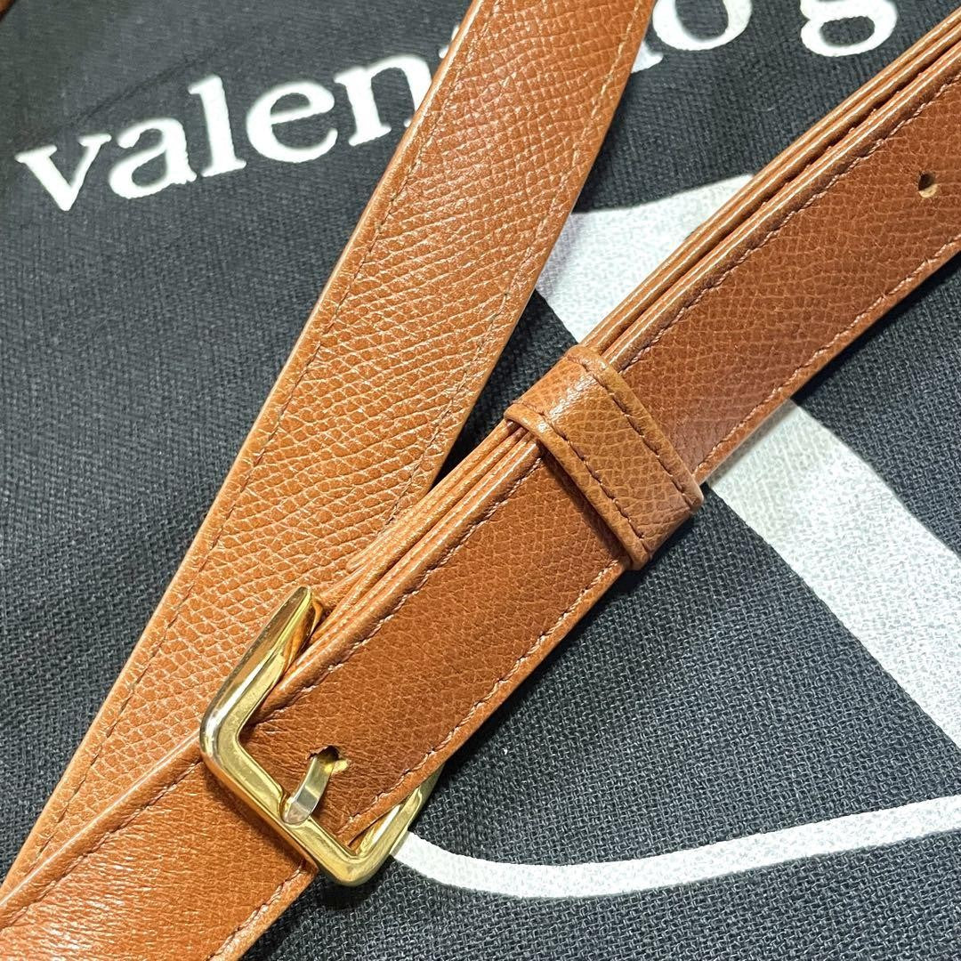 Valentino Garavani Shoulder Bag Purse Logo Leather Brown Authentic
