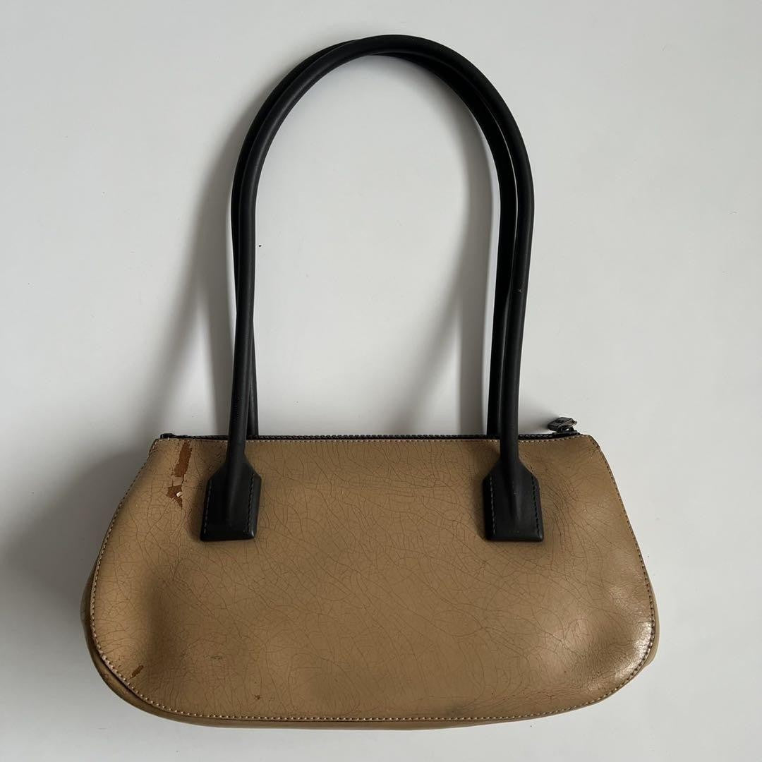 MIU MIU Hand Bag Tote Purse Logo Leather Beige Authentic