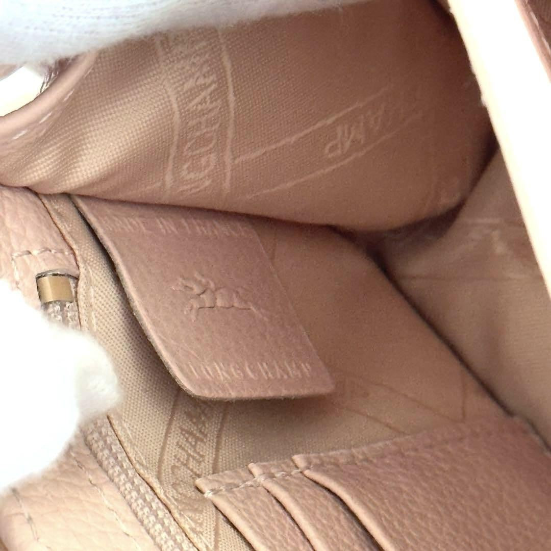 Longchamp Shoulder Bag Purse Leather Light Pink Authentic
