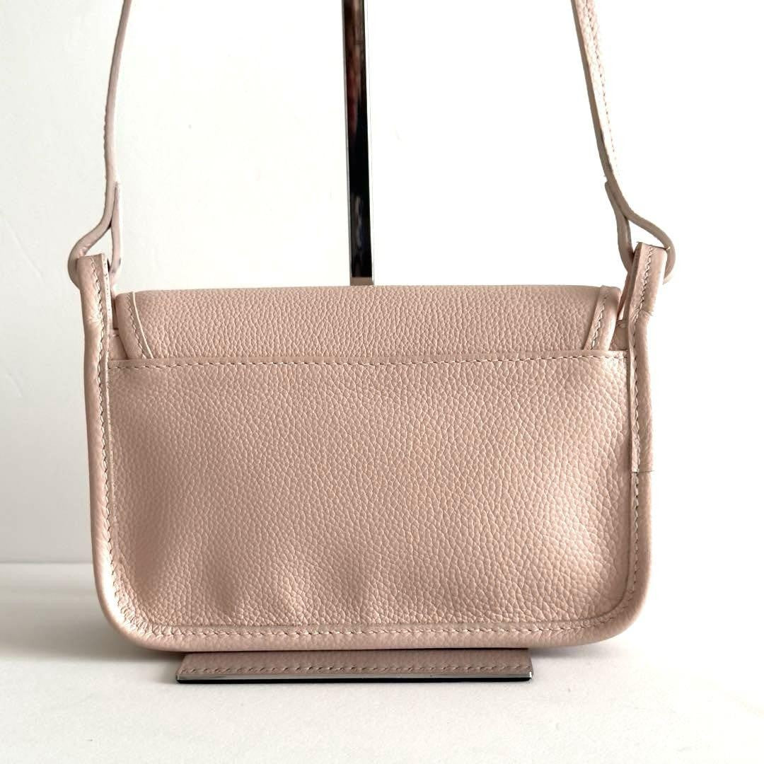 Longchamp Shoulder Bag Purse Leather Light Pink Authentic